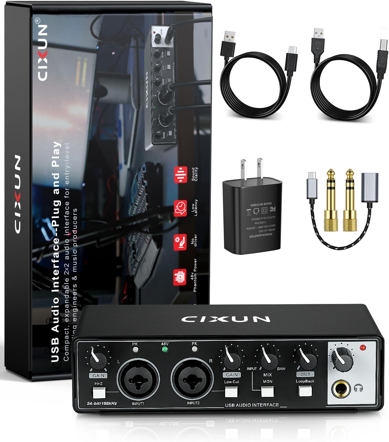 2x2 USB-C Audio Interface for PC and Mac recording
